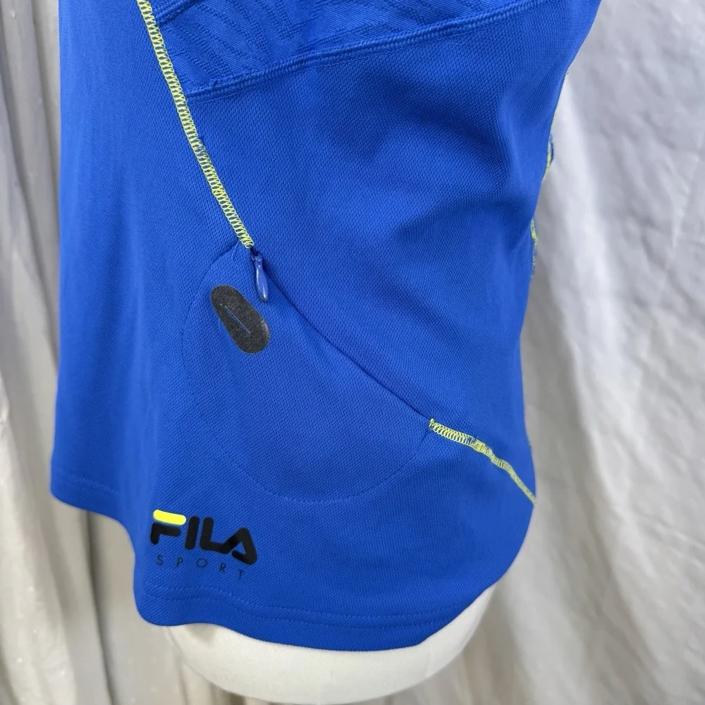 Fila Sport Women's Long Sleeve Running Shirt‎ Medium Blue Yellow Activewear